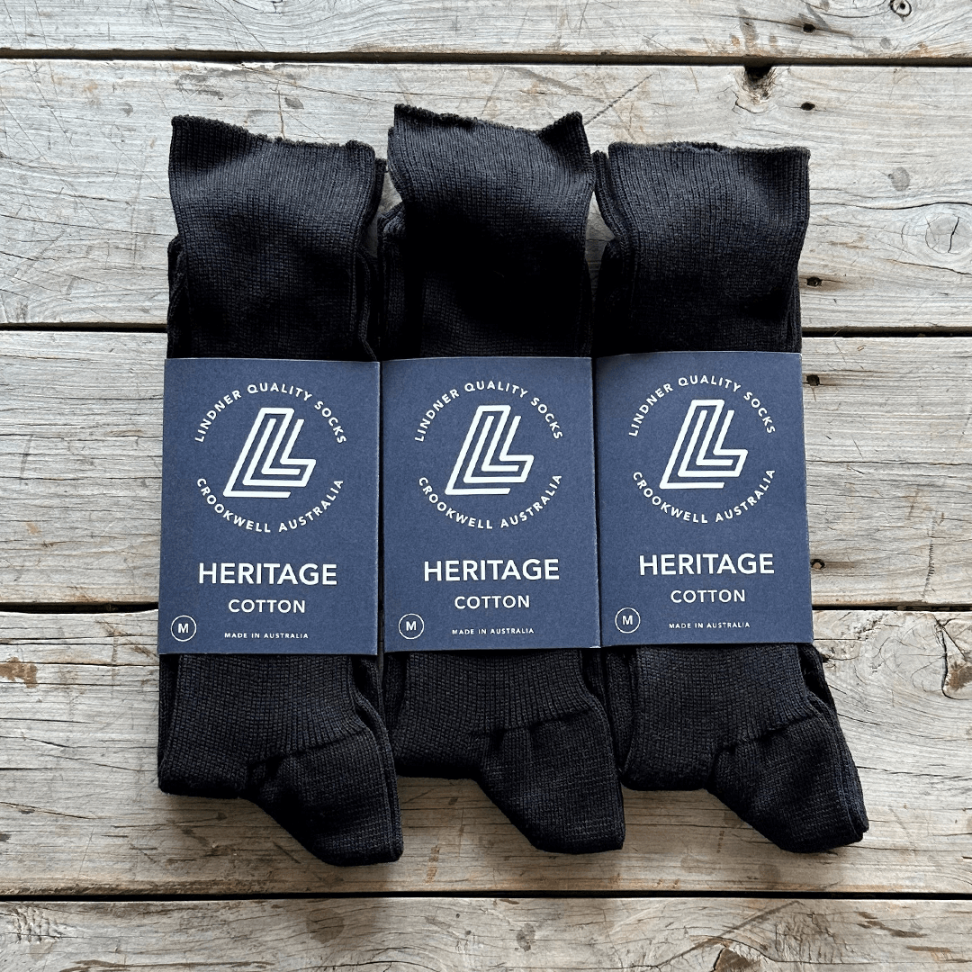 3 Pack Australian Cotton Plain Socks in Black