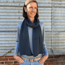 Load image into Gallery viewer, Casuarina Pure Millpost Merino Wool Wide Ribbed Scarf by Lindner Socks