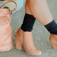 Load image into Gallery viewer, Australian made fine knit cotton loose top socks - Elly socks are perfectly paired with dress boots, sneakers, lace-up boots, and dress shoes
