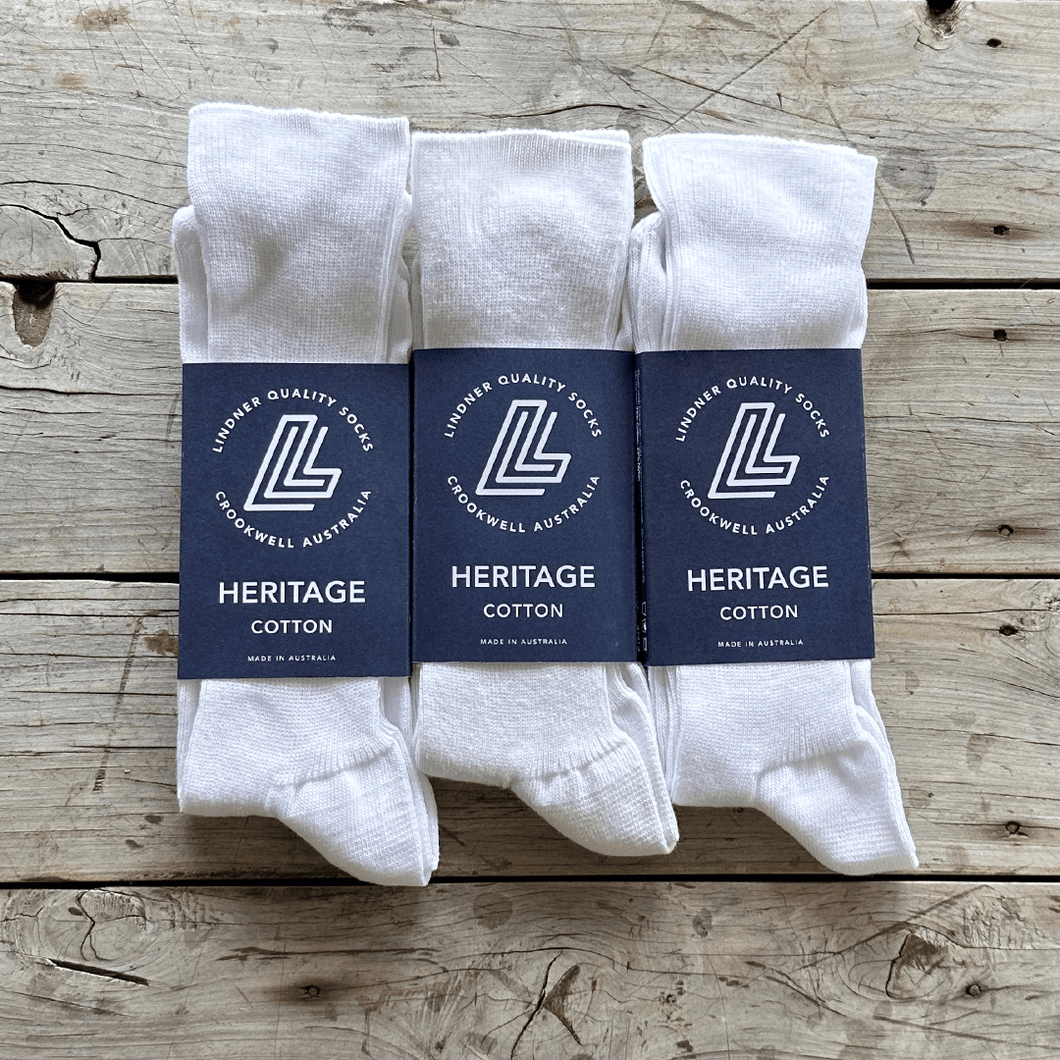 Australian made cotton dress socks white 3 pack bundle