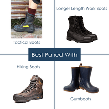 Load image into Gallery viewer, Max Plus Thick Merino Socks - Australian Made Extra Long Thick Merino Work Socks - Best paired with tactical boots, fire boots, longer length work boots, hiking boots and gumboots
