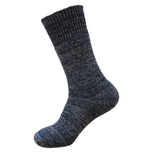 Load image into Gallery viewer, Australian made merino wool/hemp thick, full-cushioned Wombat navy/light brown socks

