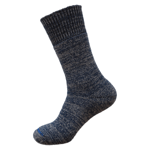 Australian made merino wool/hemp thick, full-cushioned Wombat navy/light brown socks