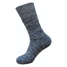 Load image into Gallery viewer, Australian made merino wool/hemp thick, full-cushioned Wombat cream/navy socks
