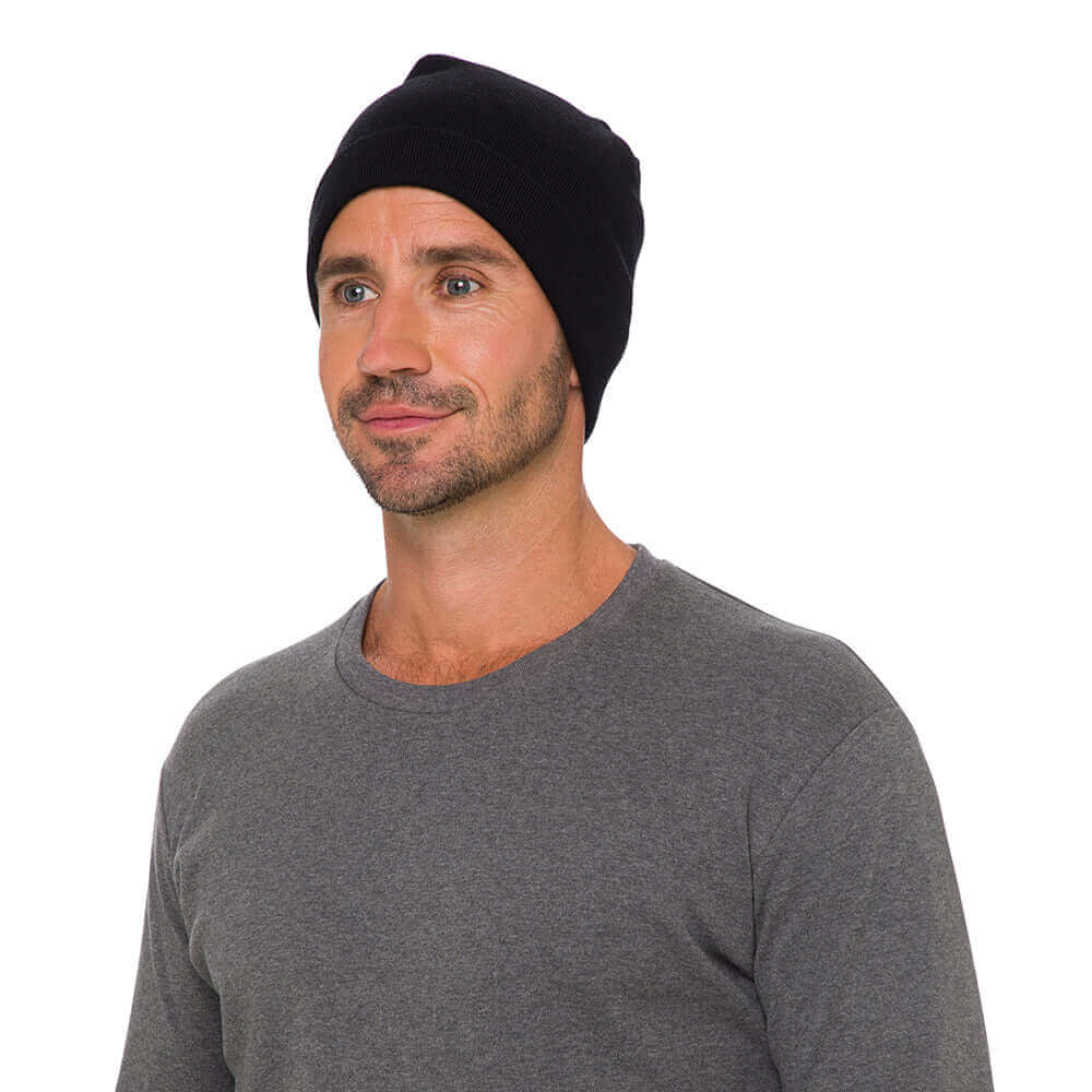 Pioneer Black Merino Wool Beanie