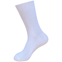 Load image into Gallery viewer, Australian made White Elsa ribbed cotton socks
