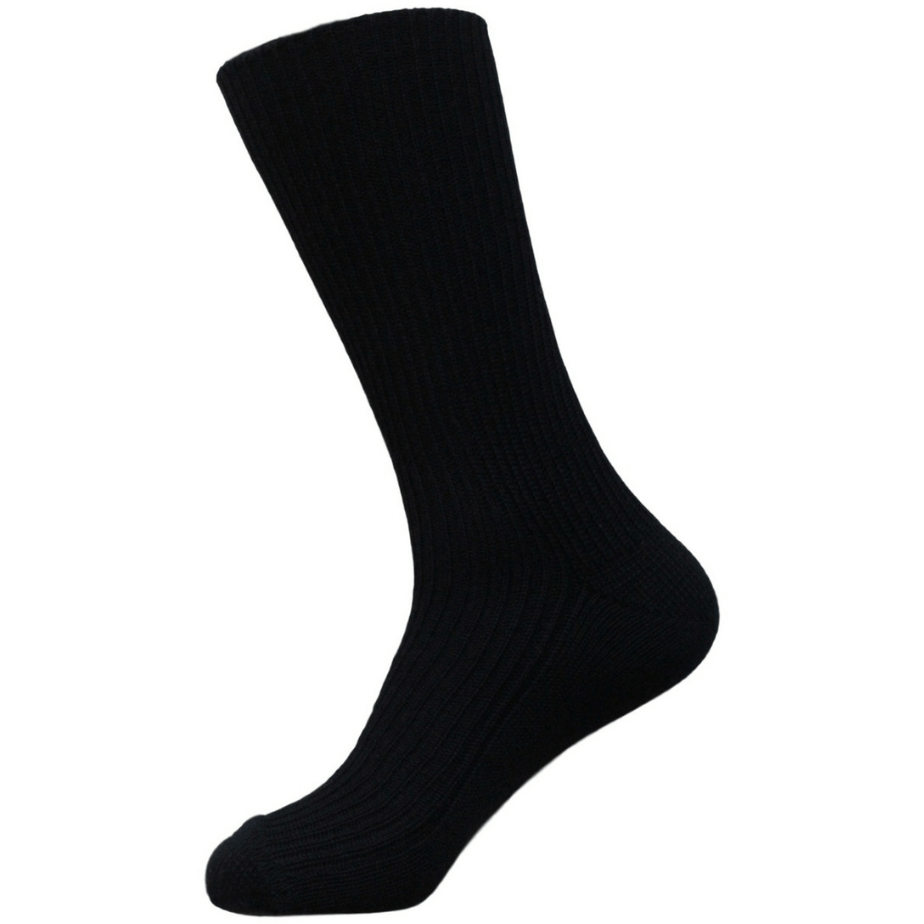 Australian made Black Narrawa Loose Top Australian merino ribbed socks