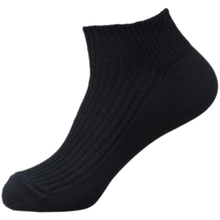 Load image into Gallery viewer, Australian made Black Redground Australian merino ribbed ankle socks
