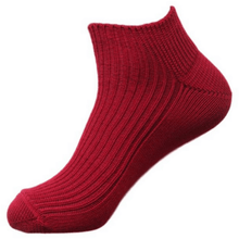 Load image into Gallery viewer, Australian made Crimson Red Redground Australian merino ribbed ankle socks

