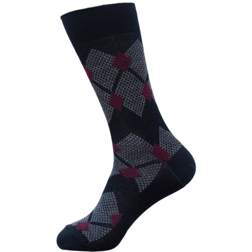 Australian made Black/Grey/Maroon Argyle Australian Merino Fine Knit Socks